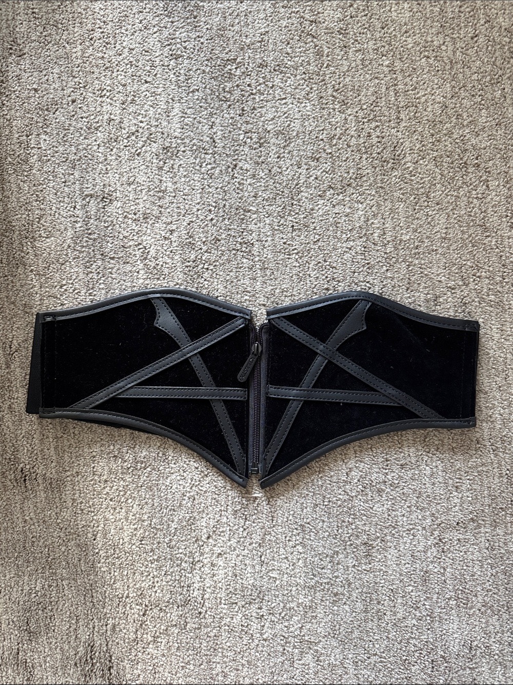 Killstar Black Velvet Corset-Style Waist Belt with Zip